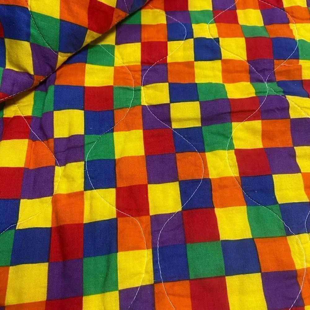 Vintage Artesian Circus‎ Parrots Machine Stiched Baby Quilt SEE DESCRIPTION